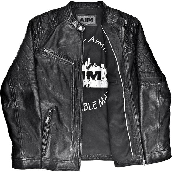 100% Sheep Leather Jacket Men Black Biker Motorcycle Casual Real Leather Wear - Picture 4 of 7